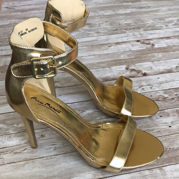 Gold Ankle Strap 4” Heels Size 10 - Picture 5 of 8